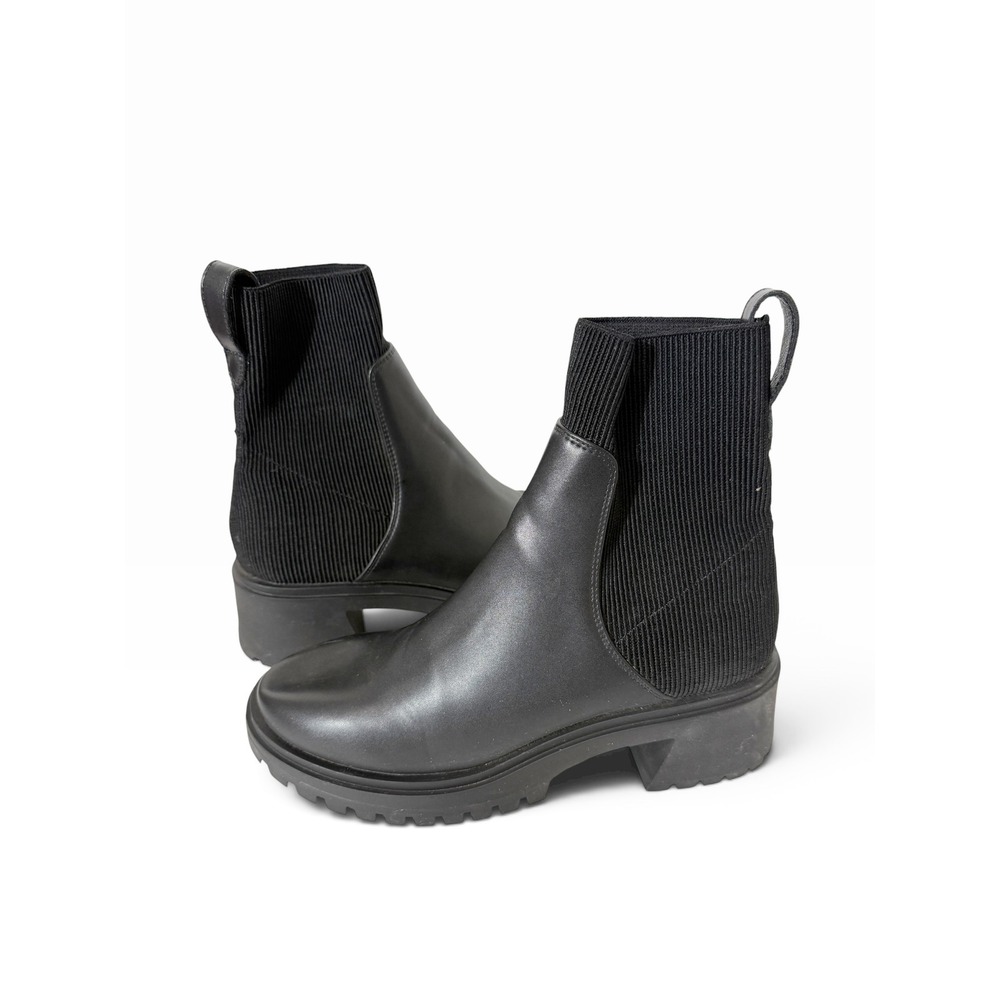 Steve Madden Holley Womens Black Chunky Lug Sole Slip In Chelsea Boots Size 10